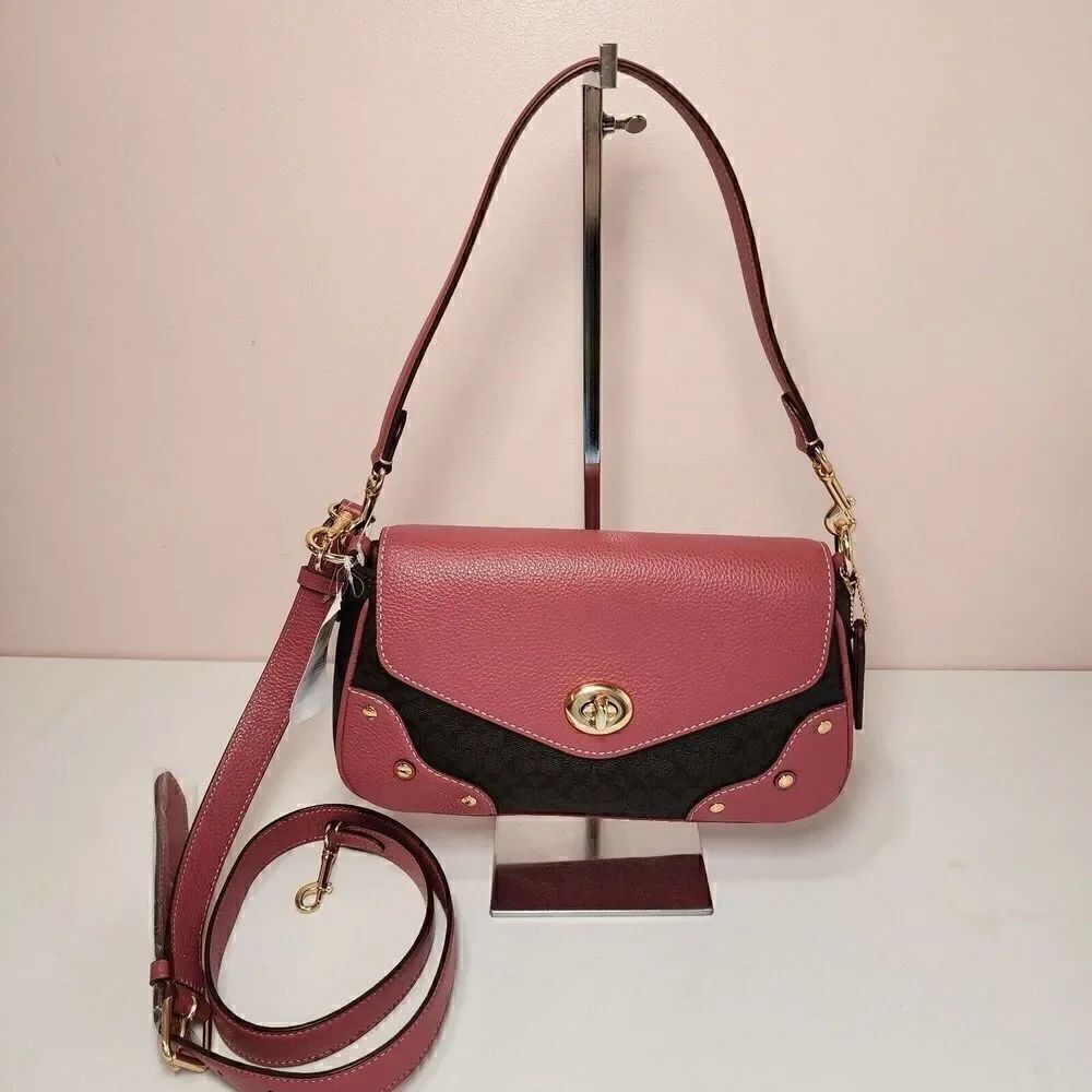 NWT Coach CE639 Signature Millie Shoulder Bag Brown Pink